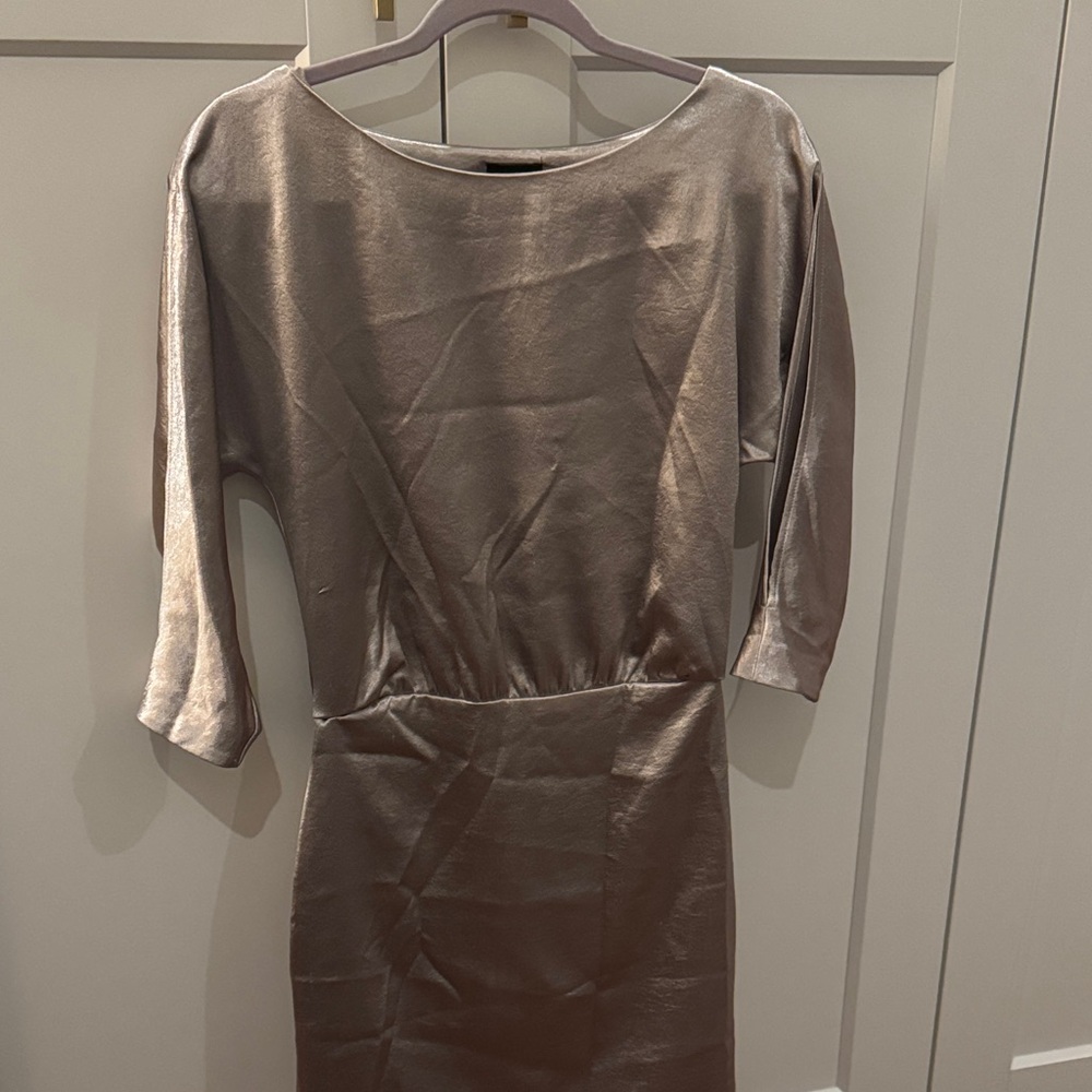 Banana Republic Shimmering Silver Long Sleeve Dress